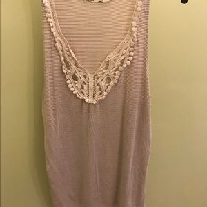 Old Navy size L tan & white tank